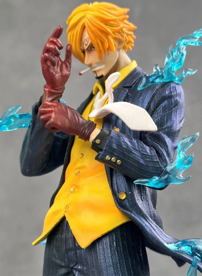 One Piece Sky Paint Sanji Figure Model Toy , Collectible Statue, Anime Action Figure Birthday Gift Collection, Office Decorations, Blue/Yellow , 22.5cm - Image 4